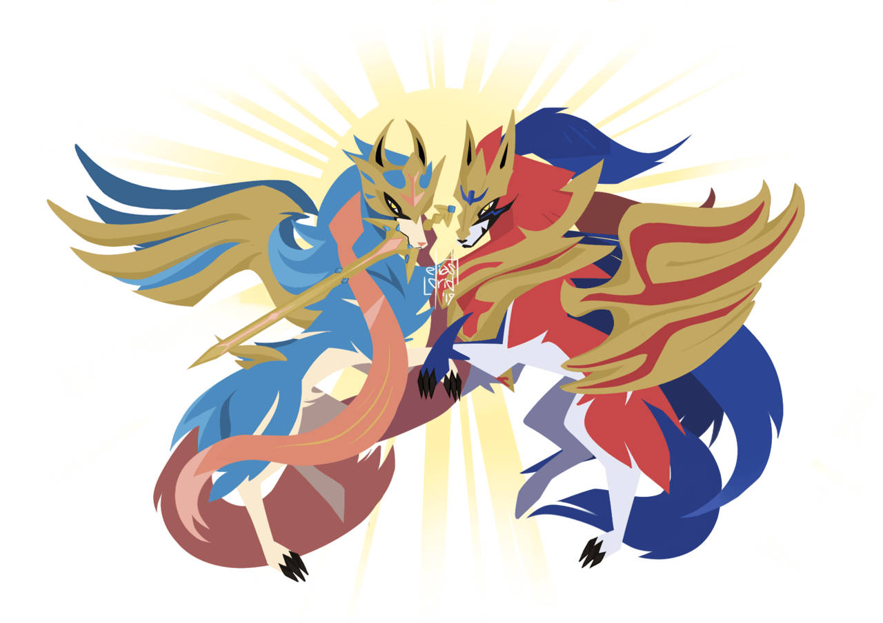 Raysde Sol Con Zamazenta Y Zacian. Fondo de pantalla