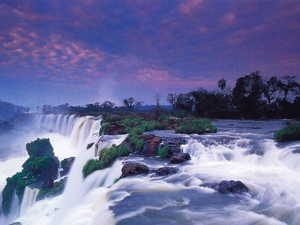 Zambia Purple Waterfalls Background