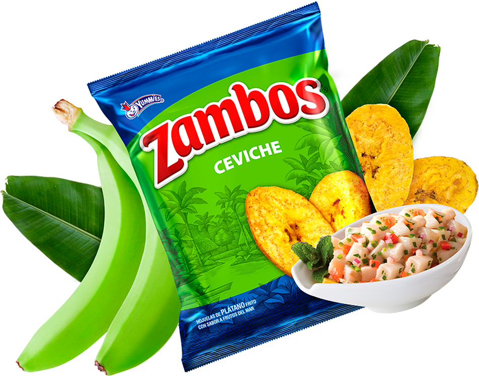 Zambos Ceviche Flavored Plantain Chips Packaging PNG