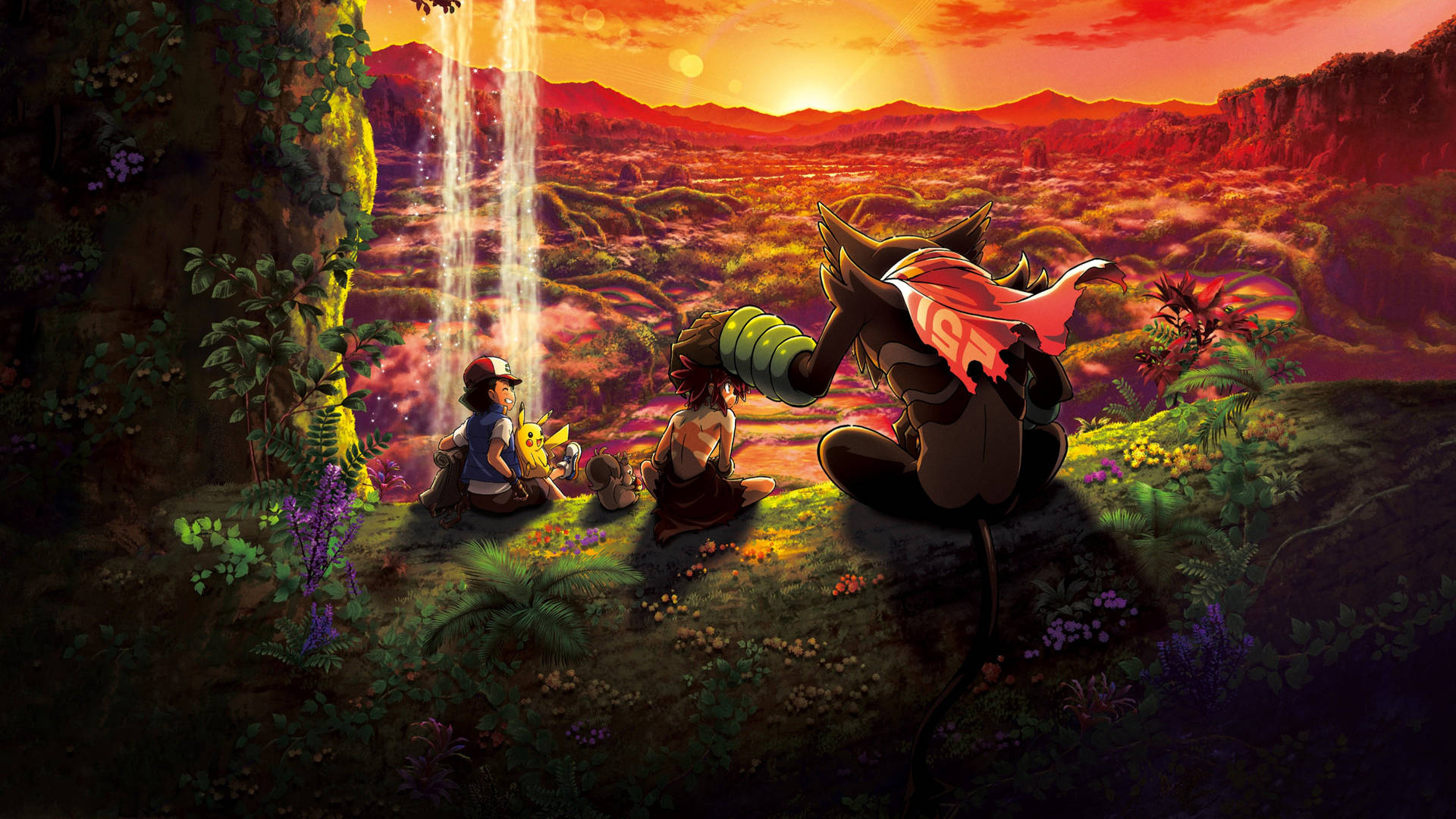 Zarude Ash Koko Pikachu Movie Wallpaper