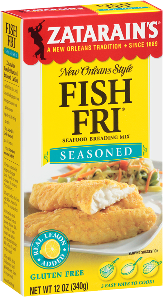 Zatarains Fish Fri Seasoning Mix Box PNG