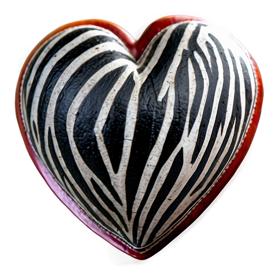 Zebra Print Heart Shape Png 06272024 PNG
