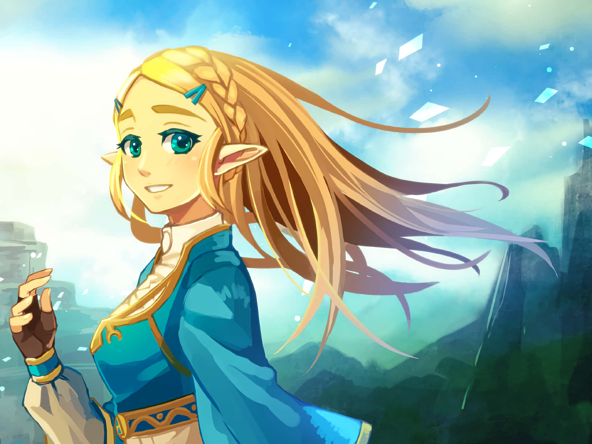 Link udforsker dybderne af Hyrule Slot i The Legend of Zelda: Breath of the Wild. Wallpaper