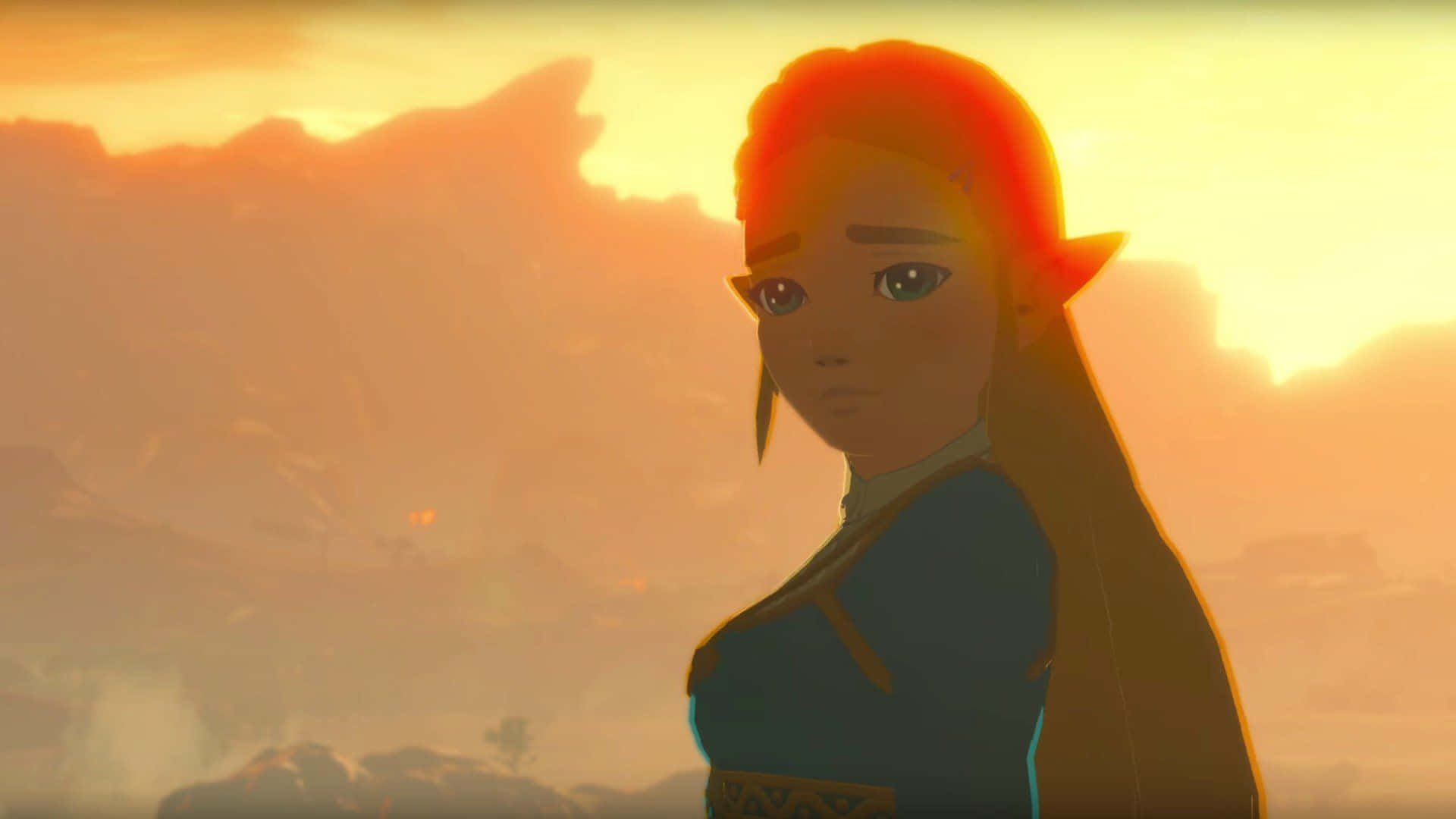 Prinses Zelda Botw Met Een Verdrietige Blik Achtergrond