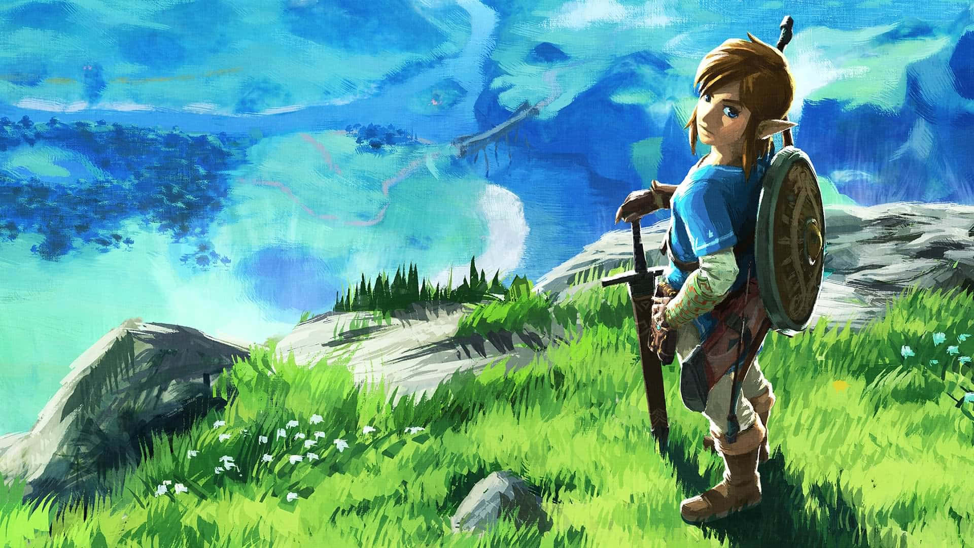 Link Defending Hyrule in The Legend of Zelda: Breath of the Wild Wallpaper