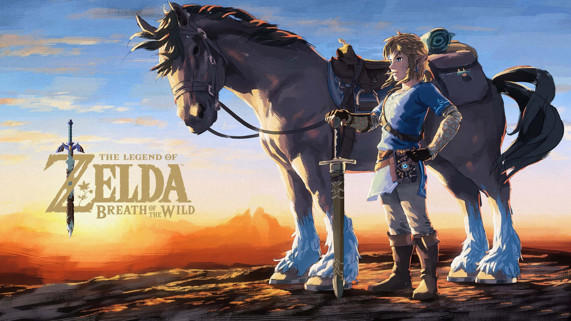 Zelda Breath Of The Wild 4K Link Med En Hest Tapet Wallpaper