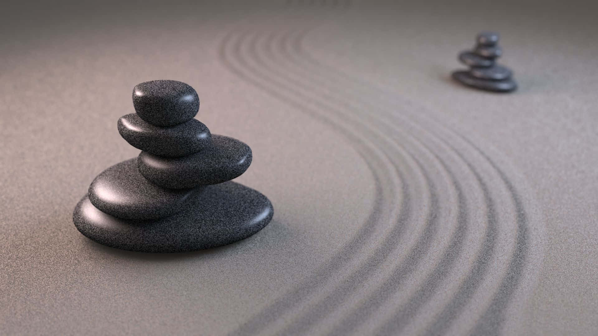 Zen Desktop Black Stone Stacks Wallpaper