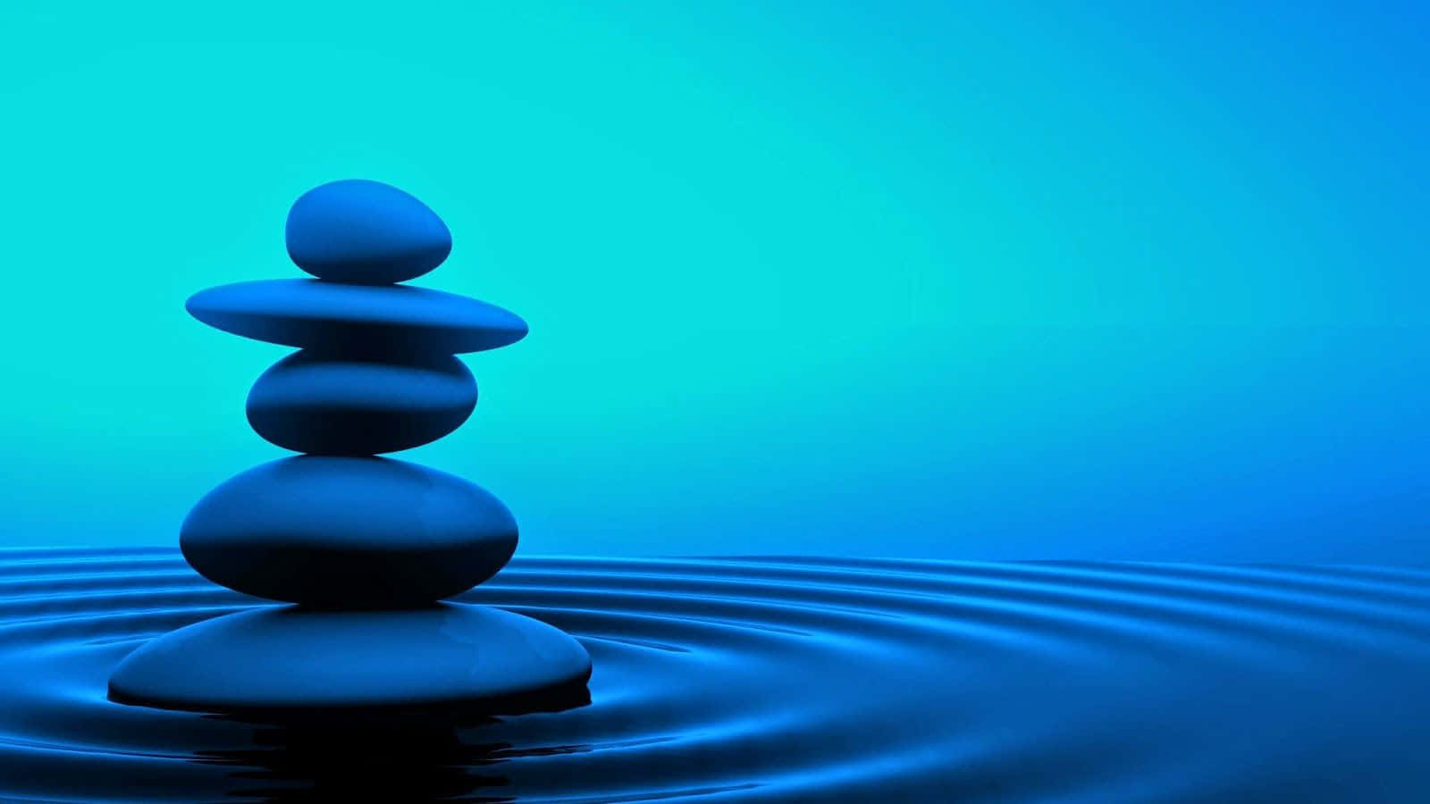 Zen Desktop Stone Stack Blue Water Wallpaper
