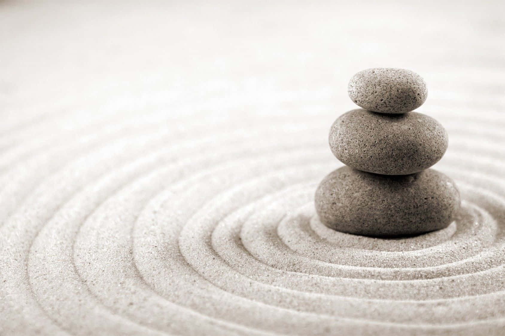Zen Desktop Stone Stack With White Sand Wallpaper
