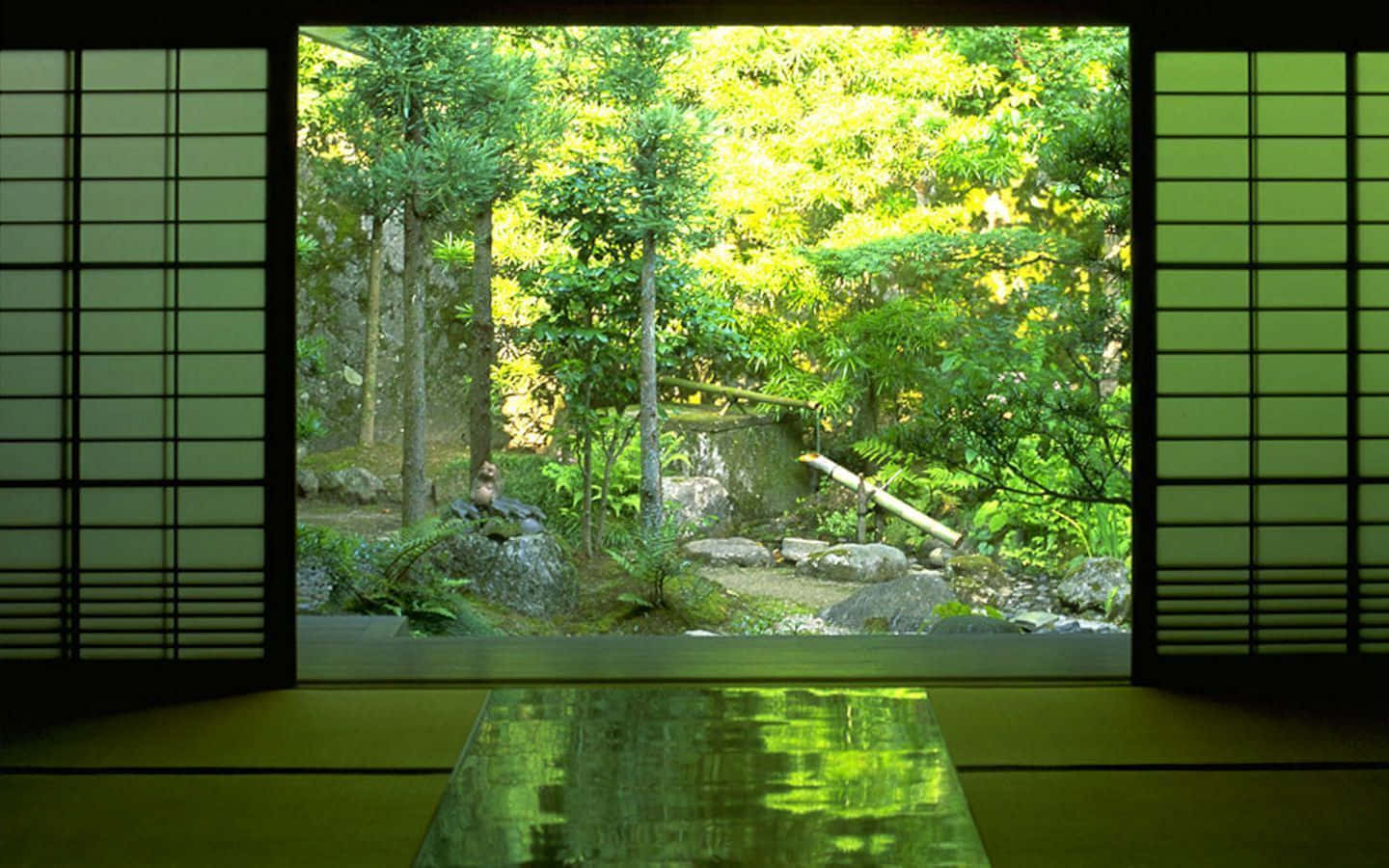 Zen Desktop Open Door Outdoor View Wallpaper