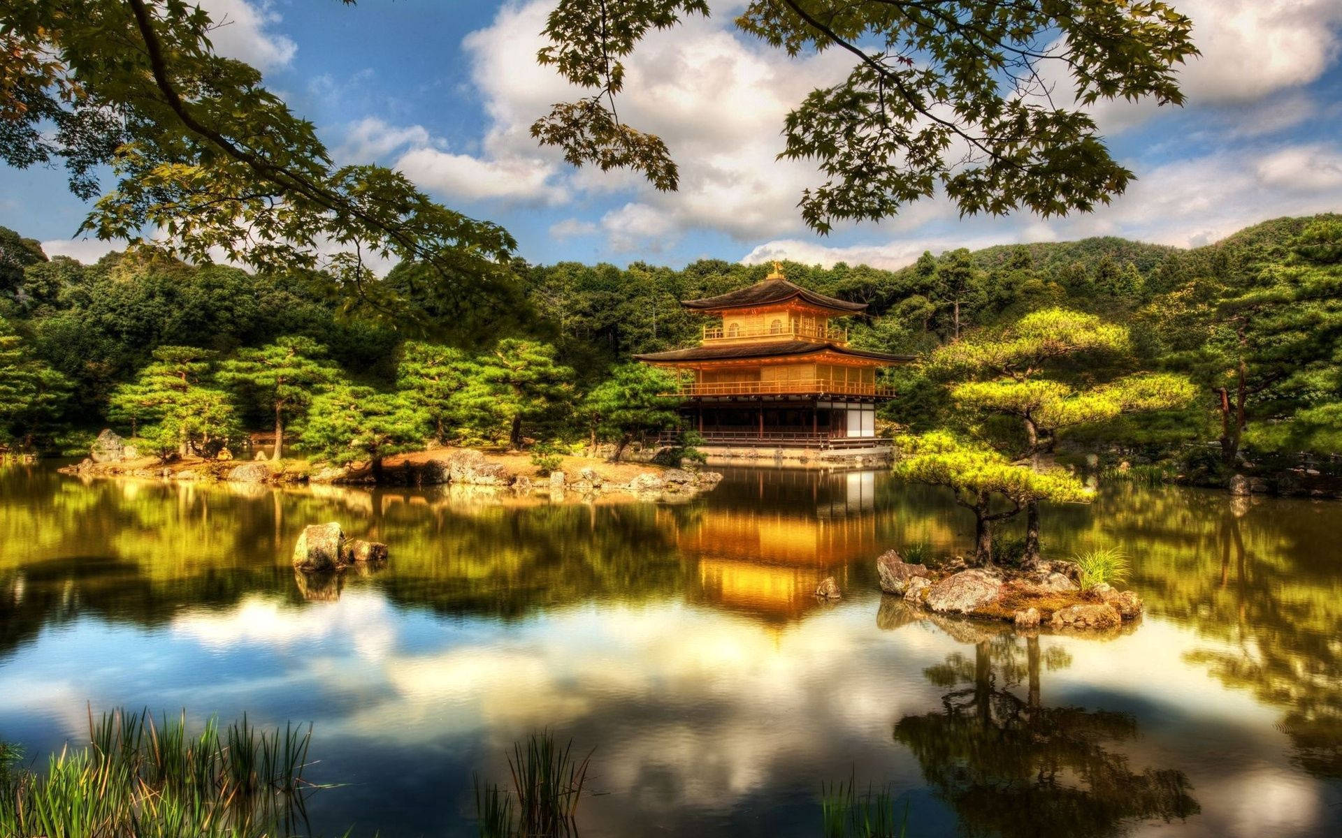 "Golden Pavilion Temple - Serenity in Nature" Wallpaper