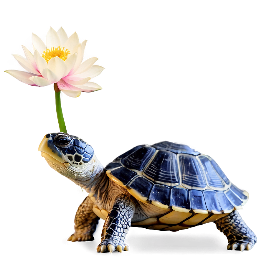 Zen Turtle With Lotus Flower Png 50 PNG