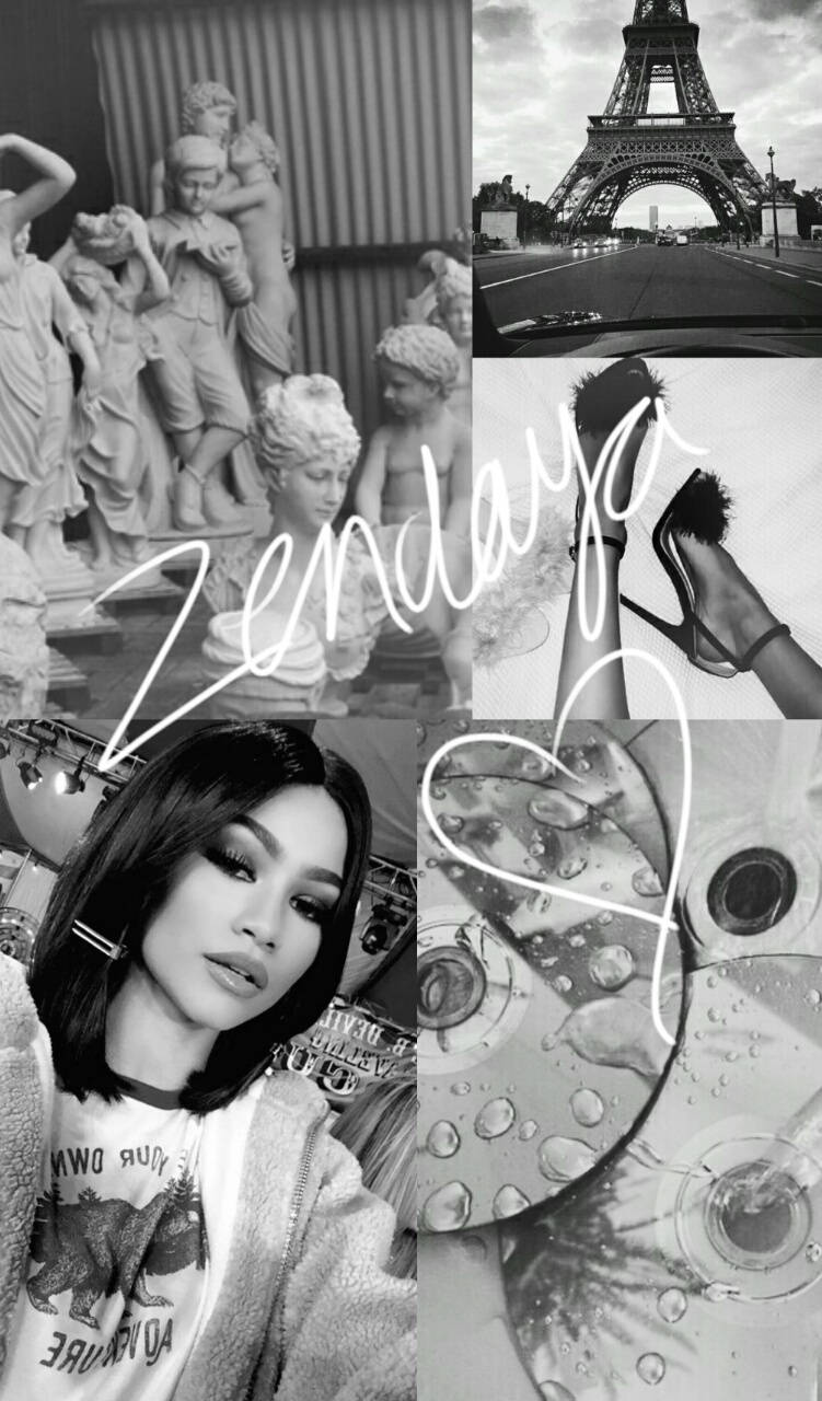 Zendaya Black And White Collage Background