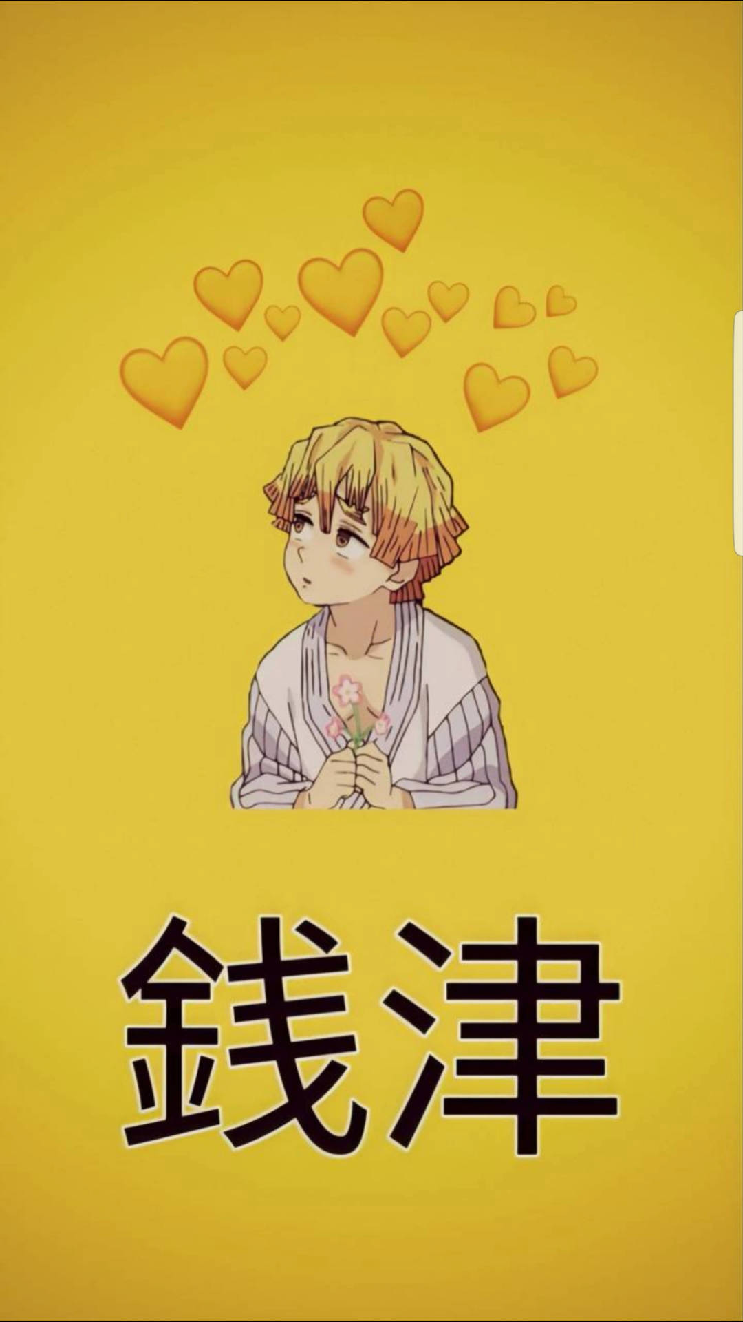 Zenitsu Pfp Yellow Hearts Wallpaper