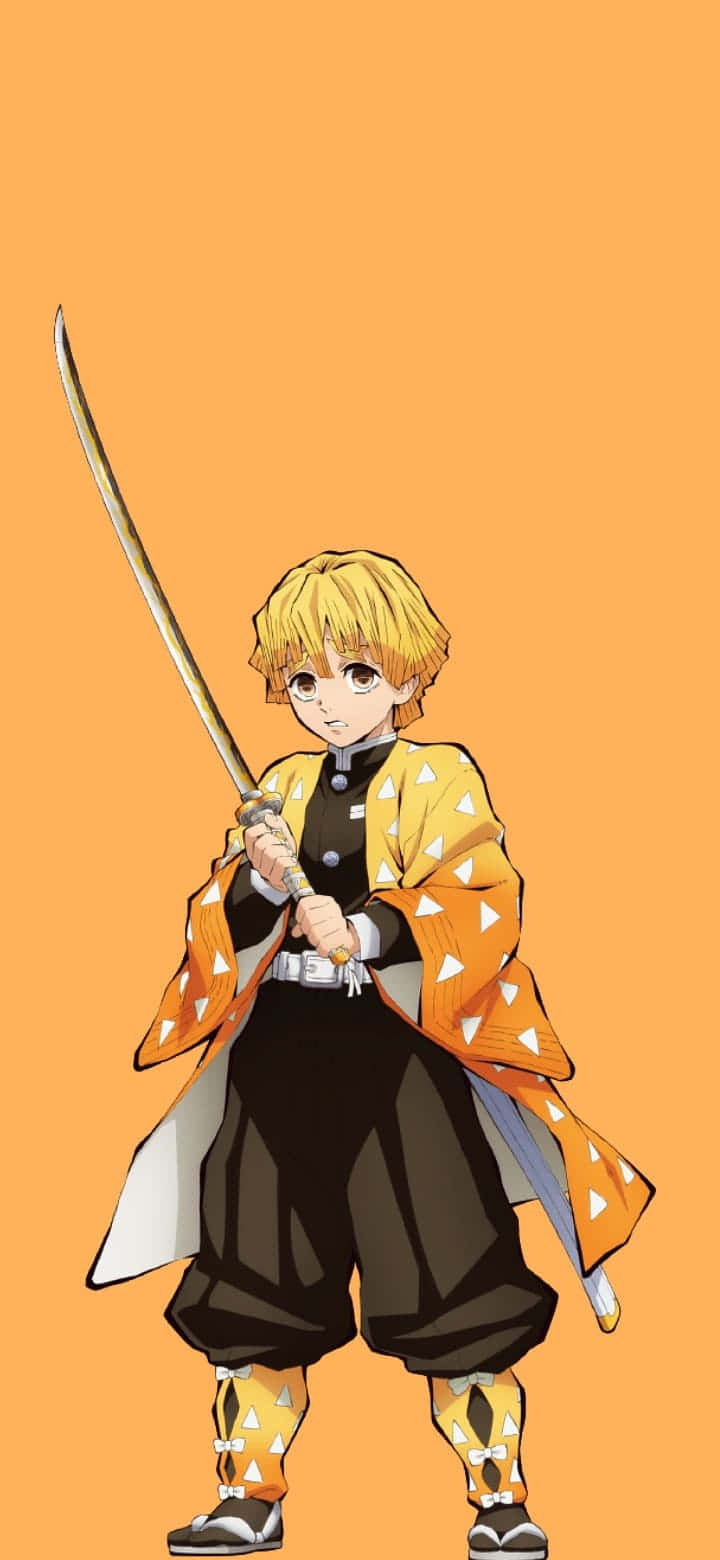 En karakter i et anime-outfit, der holder et sværd. Wallpaper