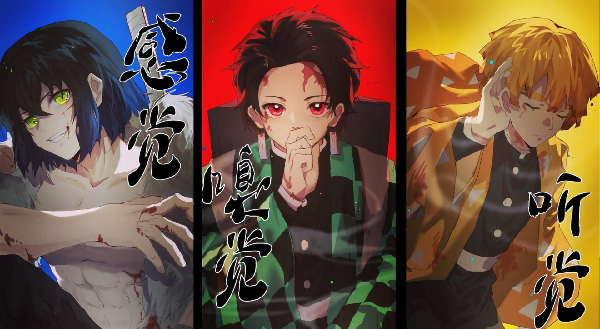 Zenitsu, Tanjiro and Inosuke - The Demon Slayer Trio Wallpaper