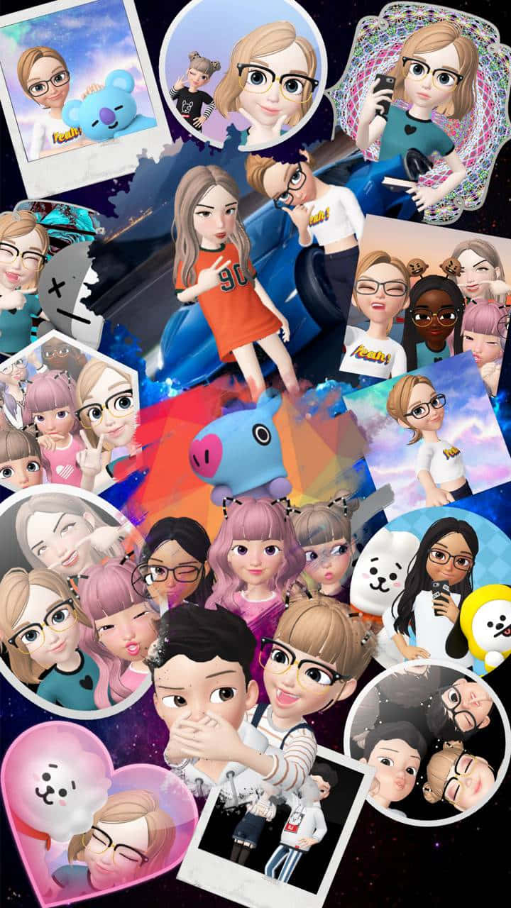 Colorful Zepeto Characters on a Sky-Themed Background
