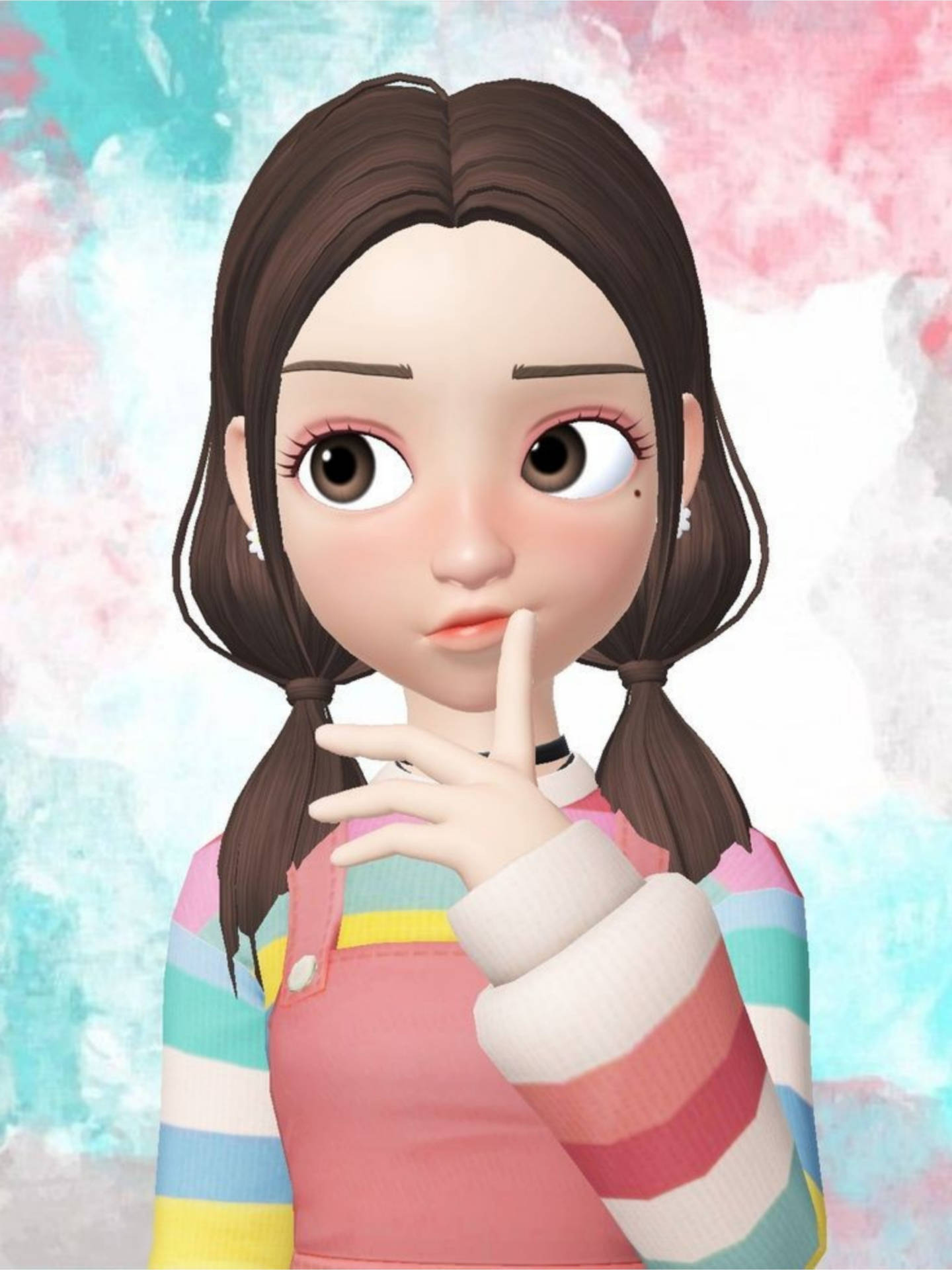 Zepeto Cute Girl With Rainbow Sweater Wallpaper