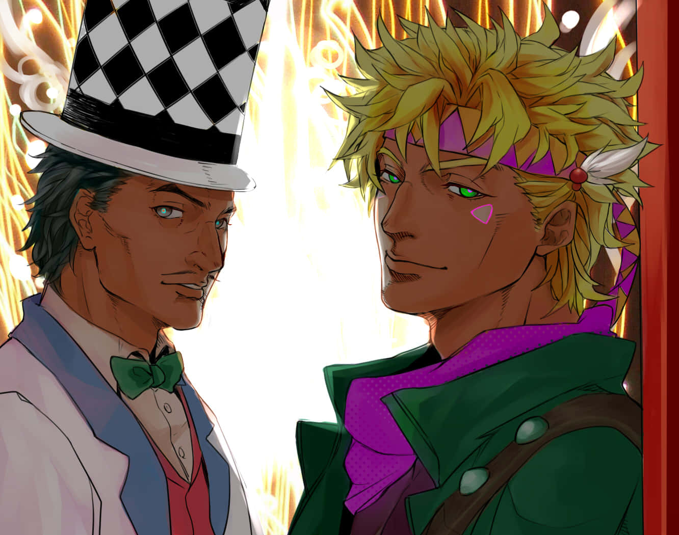 Karya Seni Gaya Anime Zeppeli Dan Caesar Wallpaper