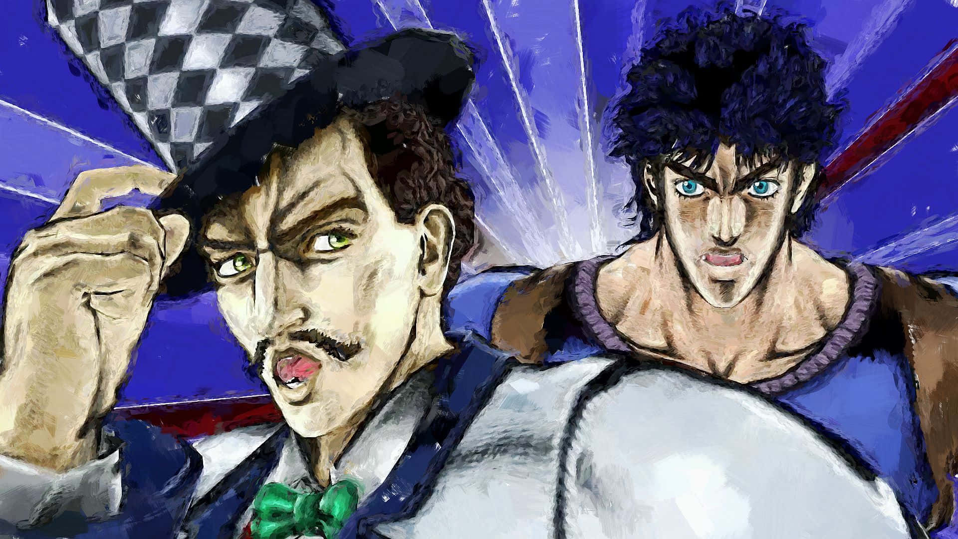 Zeppeli En Jonathan Joestar Anime Kunstwerk Achtergrond