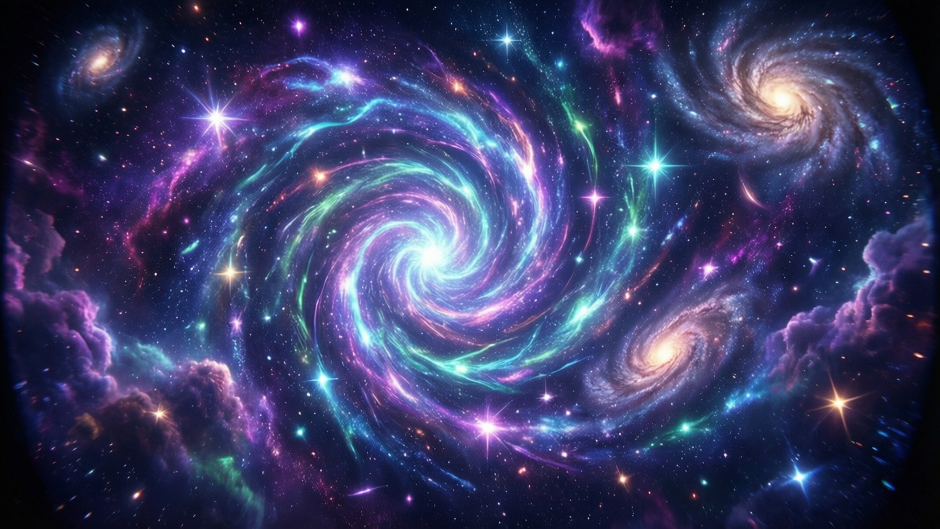 Nollapiste kosmisena ilmiönä galaksin ja sumun kanssa.
