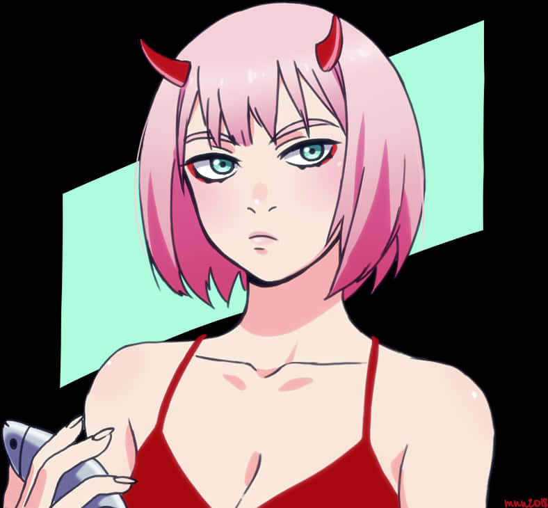 Zero Two Animated Character Portrait PNG