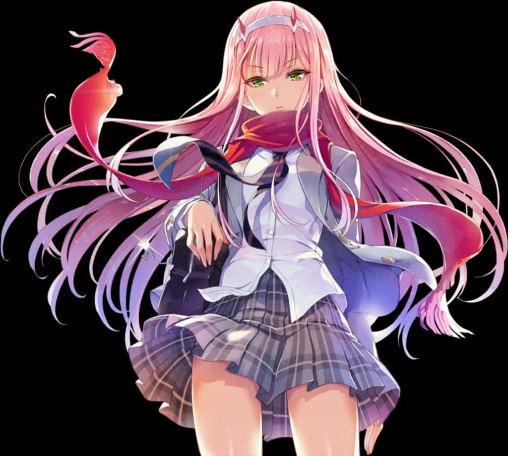 Zero Two Anime Character Illustration PNG