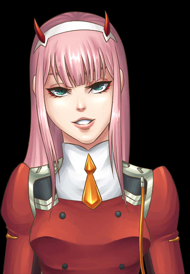 Zero Two Anime Character Portrait PNG