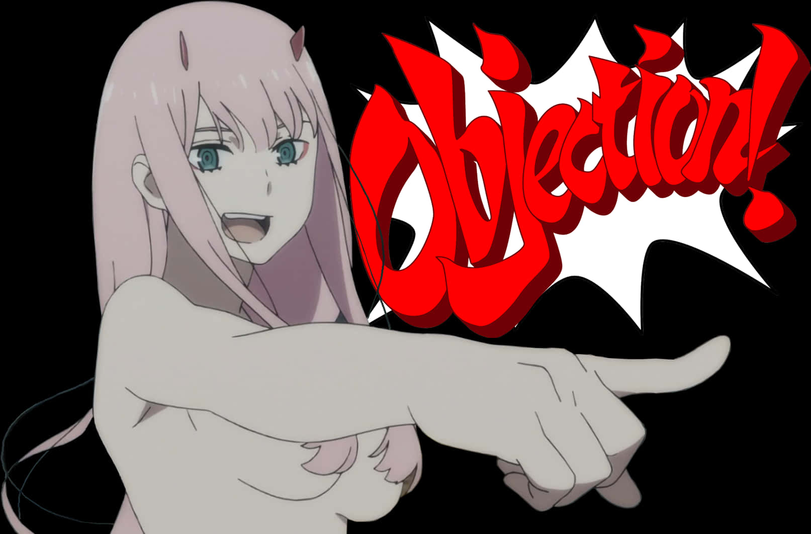 Download Zero Two Objection Meme | Wallpapers.com