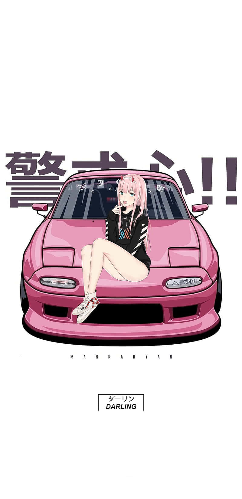 Download Zero Two On A Pink Rx 7 Jdm Anime Wallpaper 