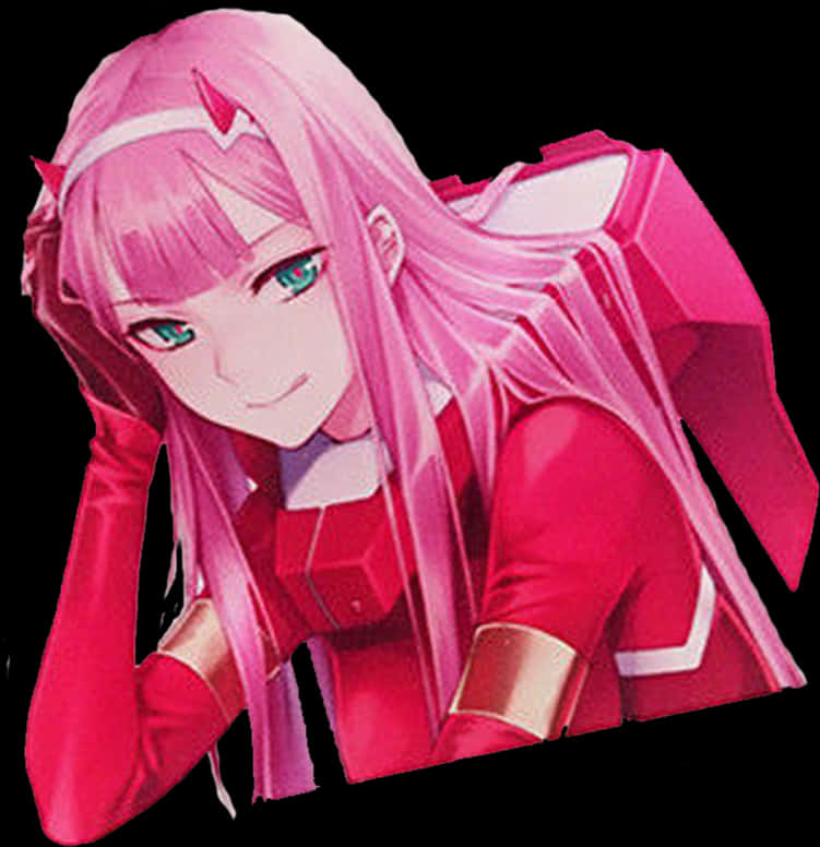 Zero Two Smiling Anime Character PNG