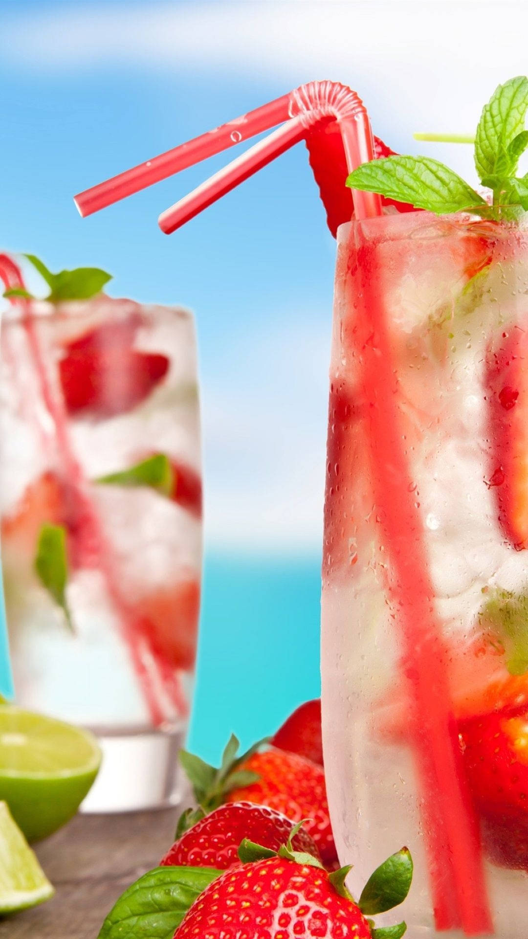 Download NiceZesty Strawberry Tom Collins Tropical Drink Wallpaper
