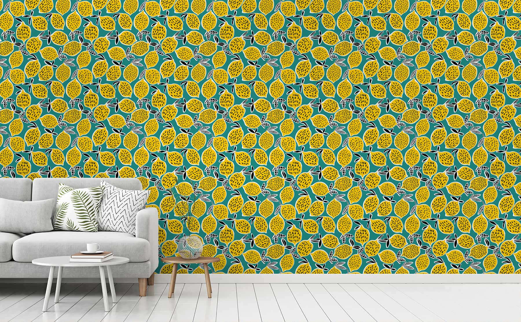 Zesty Yellow and Green Wall Accent Wallpaper