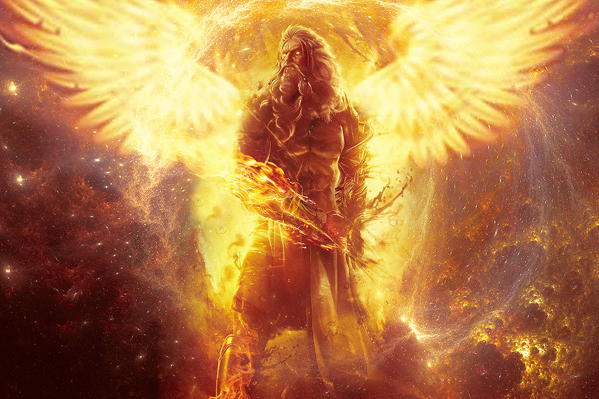 Zeus And His Fire Wings Wallpaper