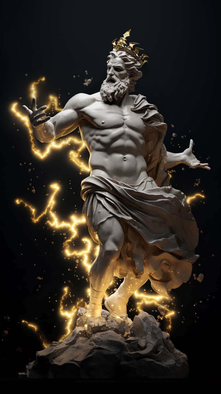 Zeus Statue Lightning Energy Wallpaper