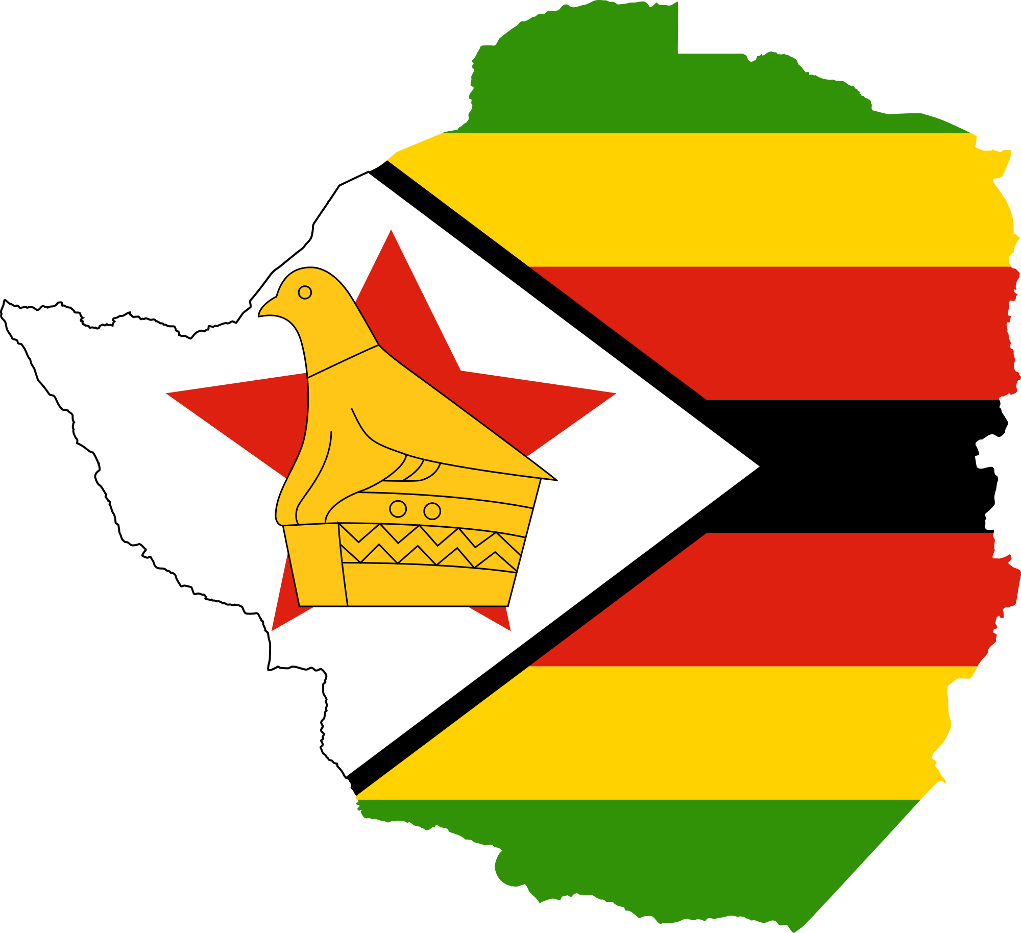Zimbabwe Flag Map Illustration PNG