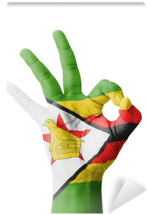 Zimbabwe Flag Peace Sign Hand Gesture PNG