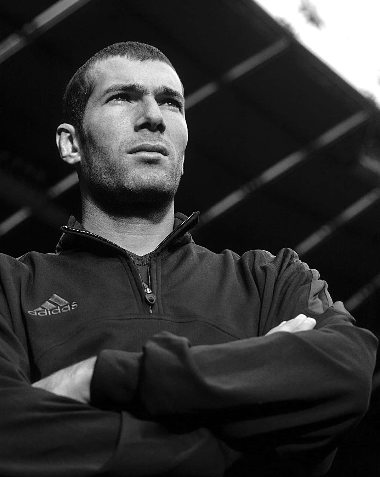 Zinedine Zidane sort og hvid fotografi Wallpaper
