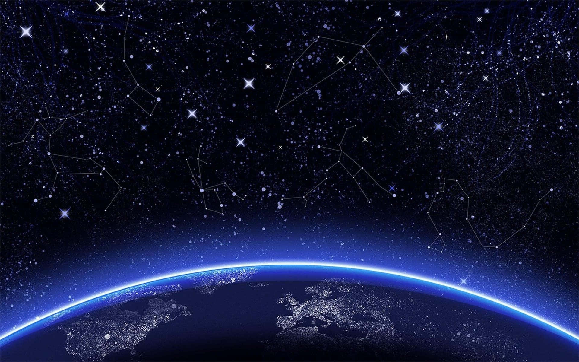 Astrological Constellations on Deep Blue Sky