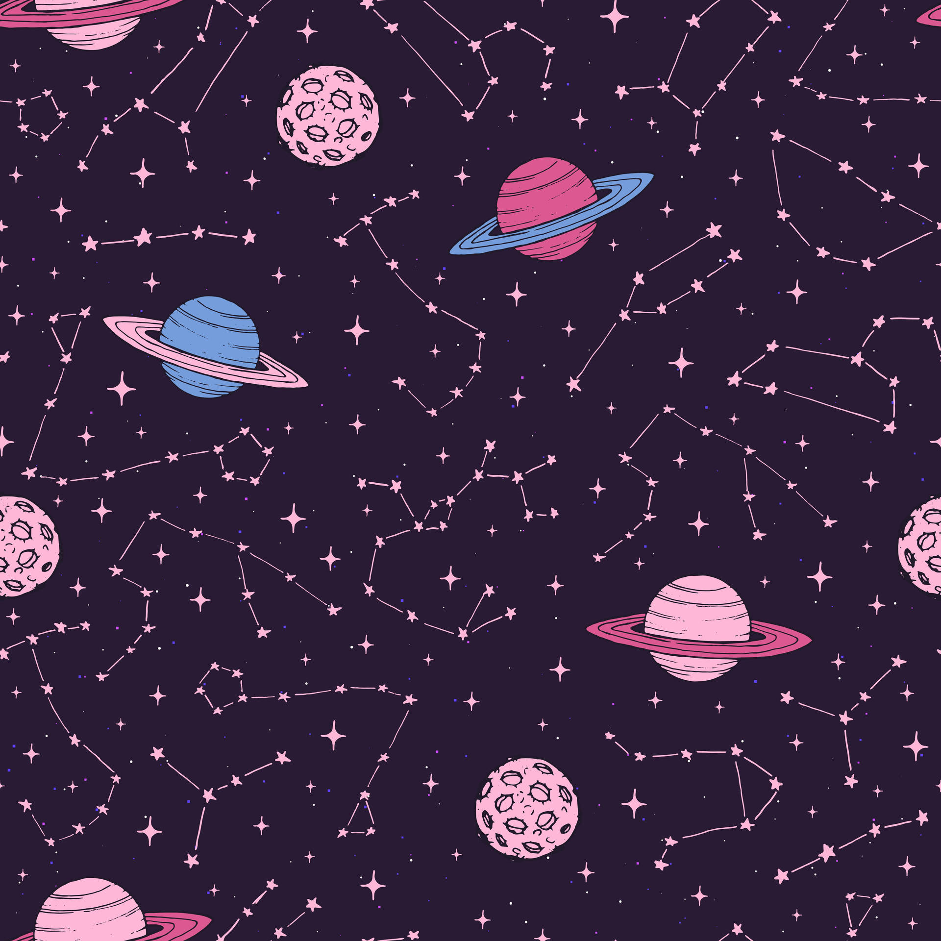 Zodiac Constellations Planets Moons And Wind Wallpaper
