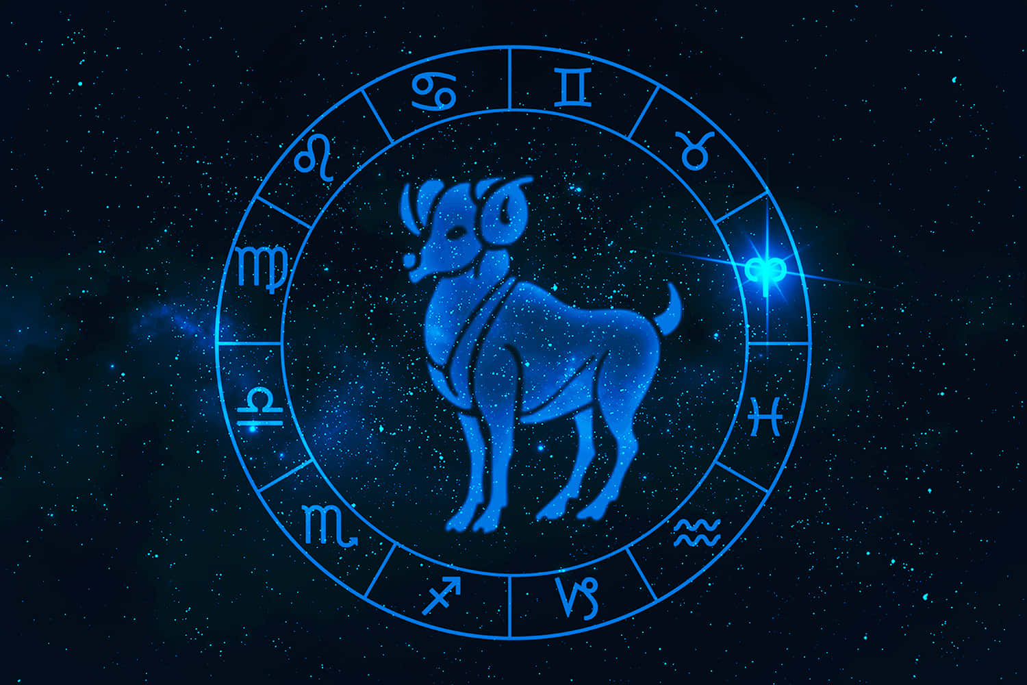 Uncírculo Azul Con Una Cabra En El Centro