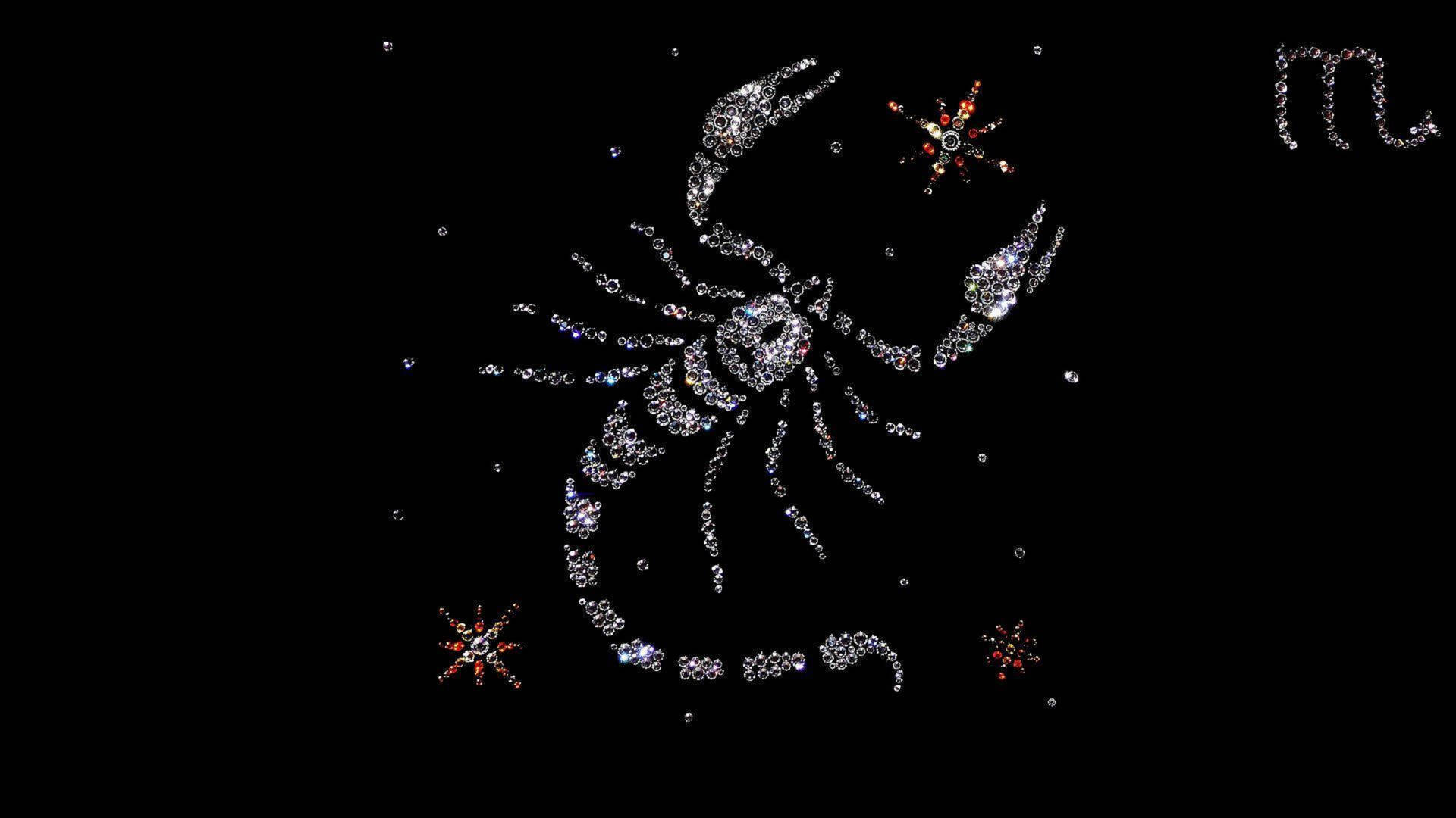 "Artistic Rendering of the Zodiac Sign Scorpio with Mystical Gems" Wallpaper