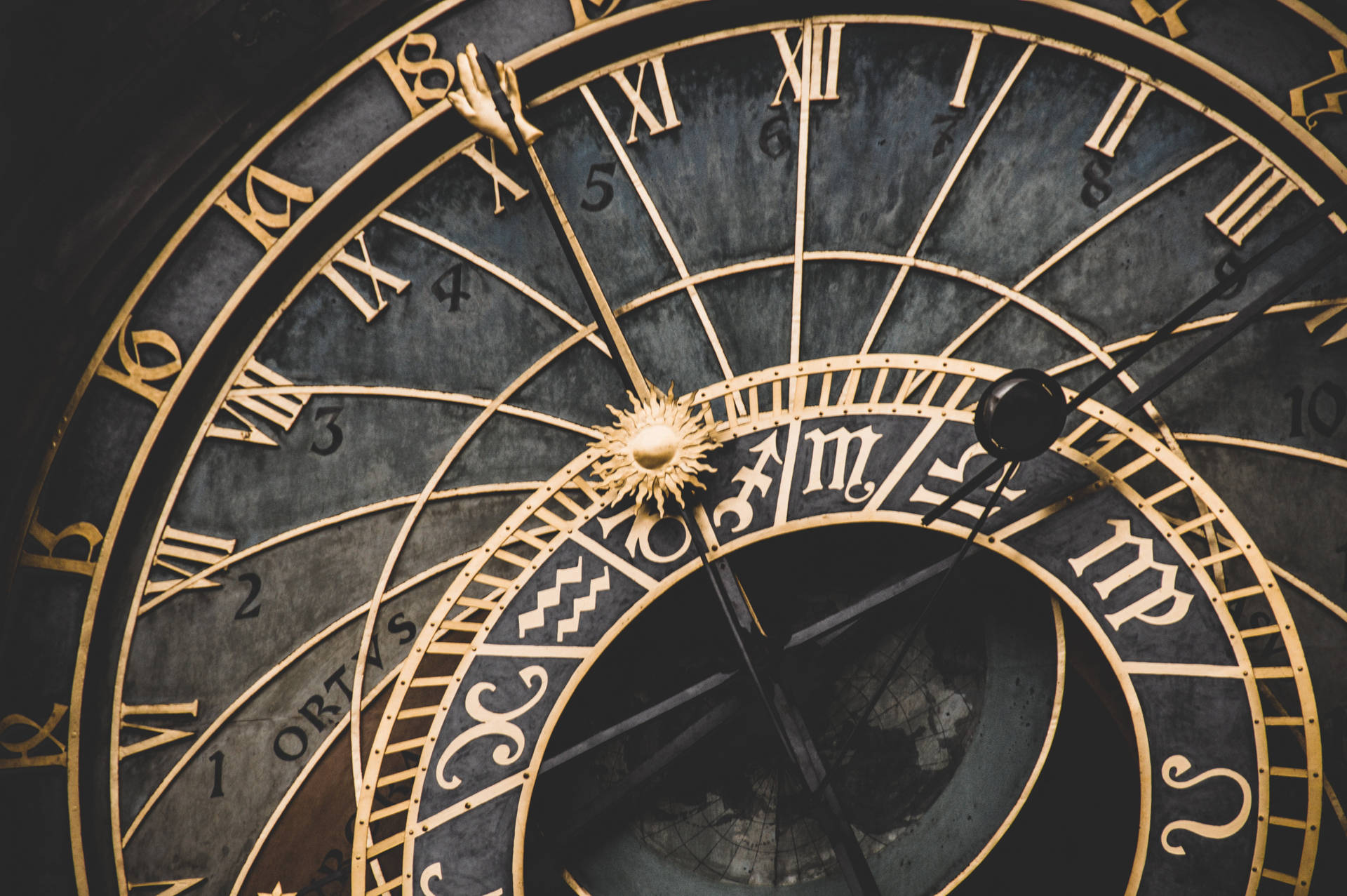 Zodiac Signs Astrology Antique Clock Wallpaper