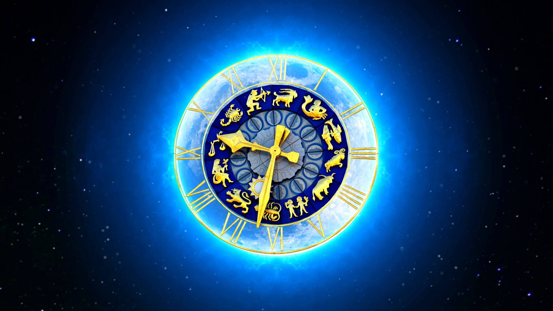 Zodiac Signs Clock In Space Wallpaper