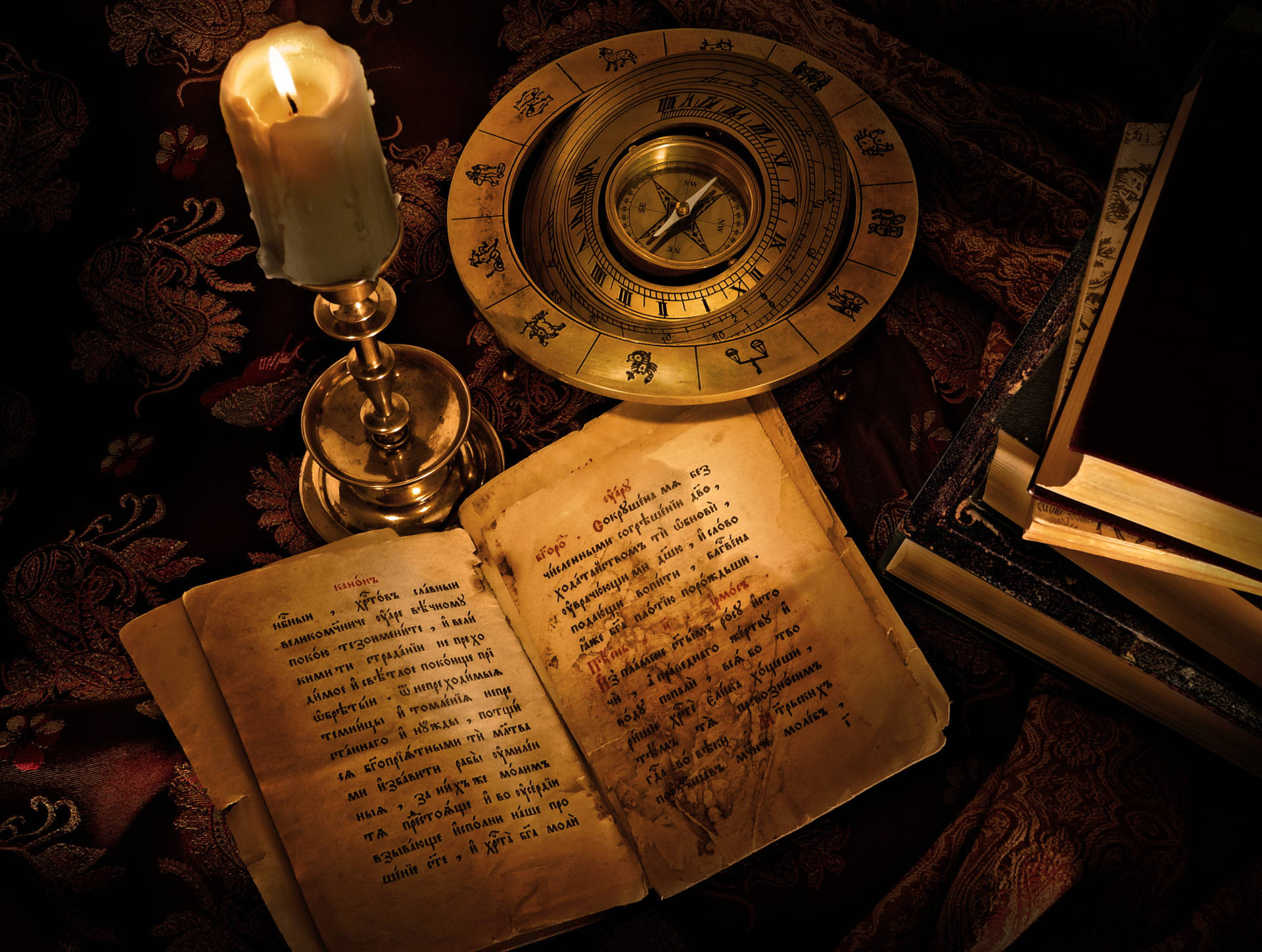 Zodiac Signs Compass Book Wallpaper
