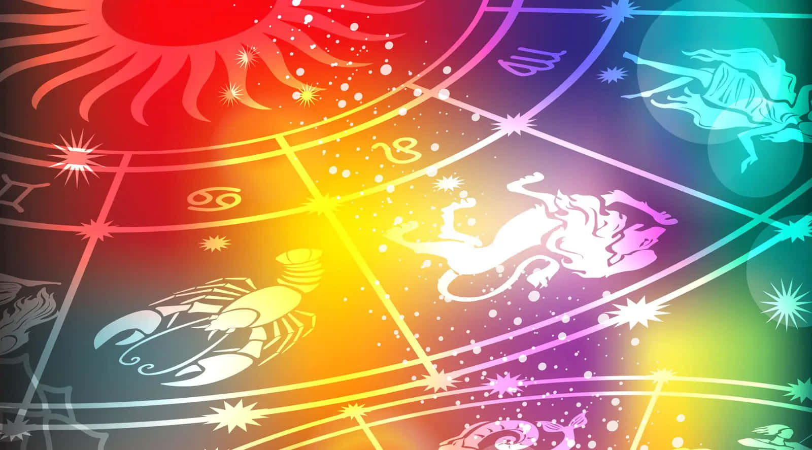 Astrologiskatecken På En Regnbågsbakgrund
