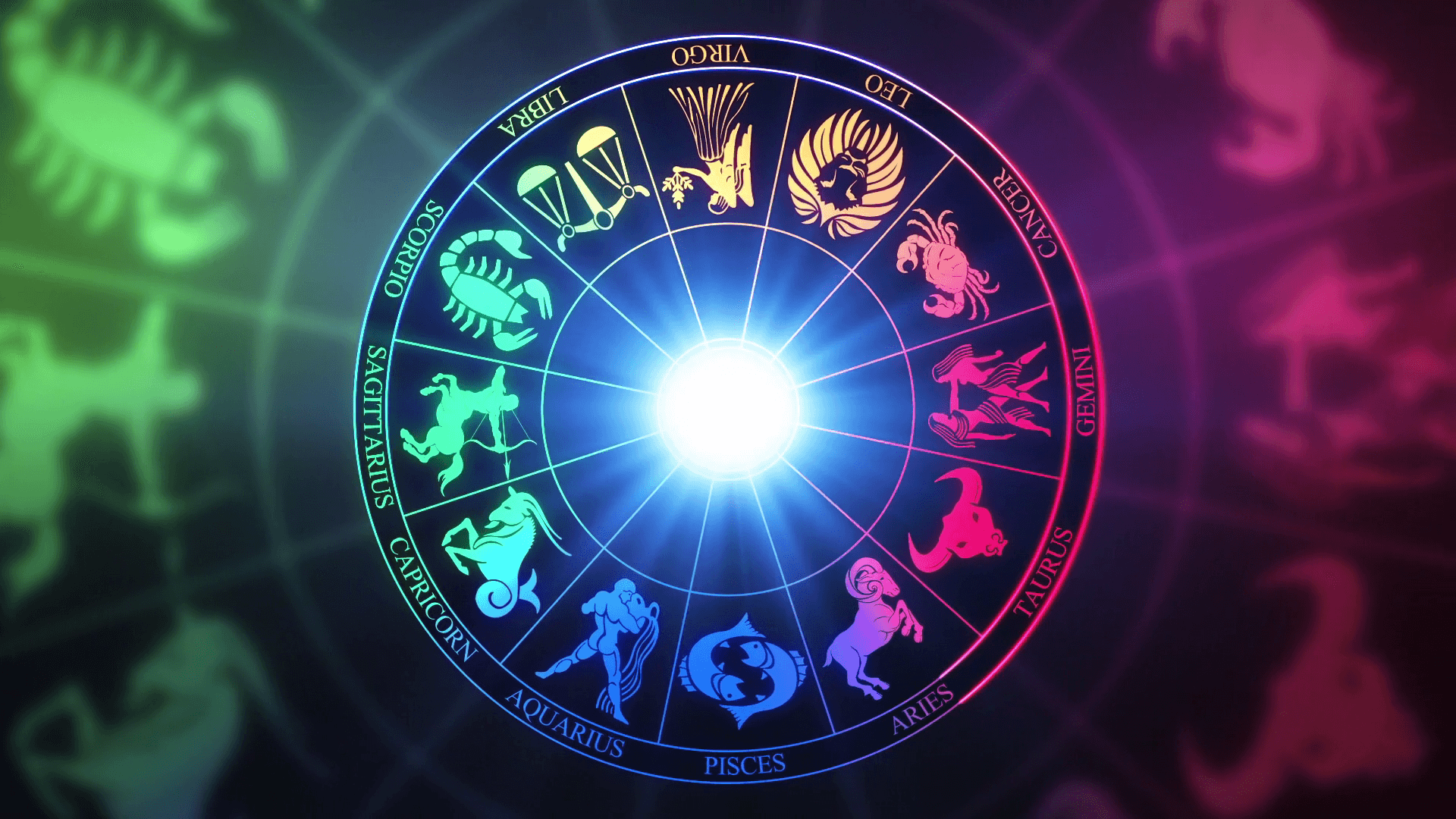 Enfärgglad Astrologisk Hjul Med Stjärntecken