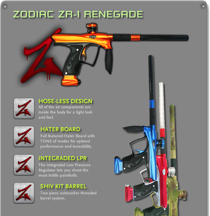 Zodiac Z R1 Renegade Paintball Marker Features PNG