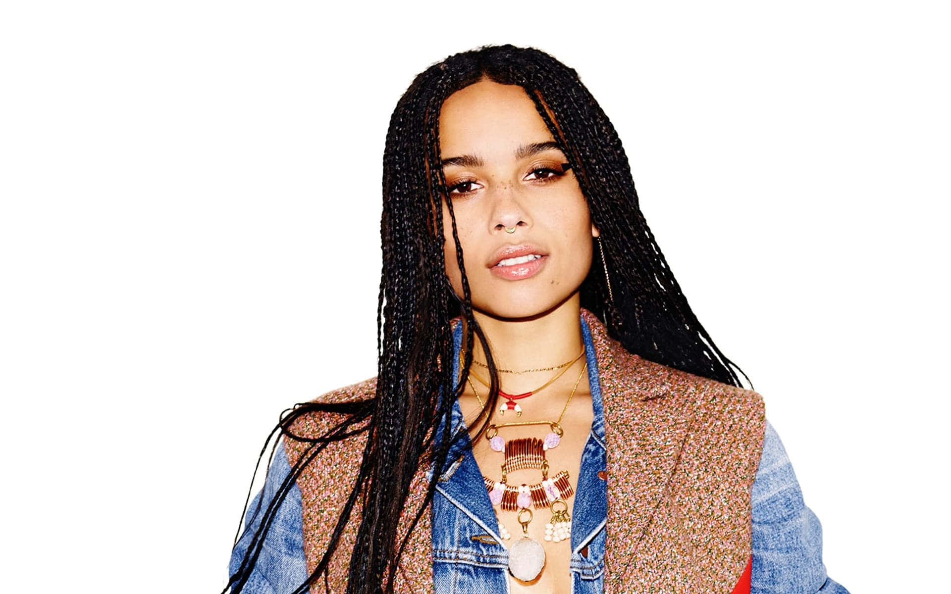 Zoe Kravitz Portraitwith Braids Wallpaper