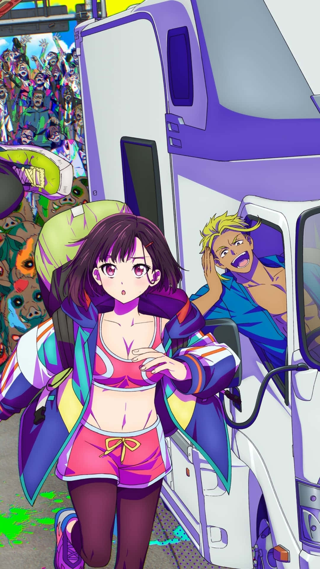 Zom100 Anime Characters Escape Bus Wallpaper